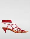 Khaite Arden Strappy Caged Ankle-tie Sandals In Rot