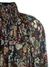 Khaite Durer Floral Silk Balloon-sleeve Peasant Top In Multi