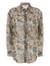 Khaite Goya Floral Silk Chiffon Button-down Top In Green