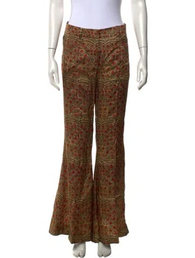 Pre-owned Khaite Floral Print Flared Pants In Neutrals
