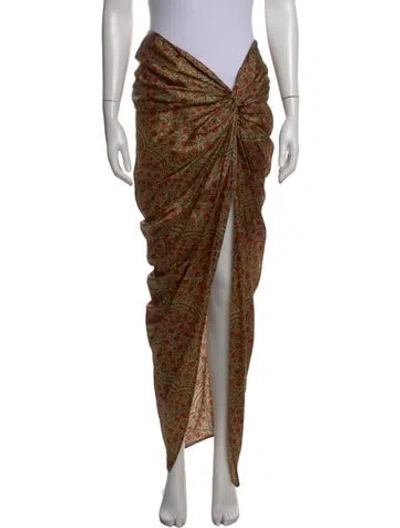 Pre-owned Khaite Floral Print Long Skirt In Brown