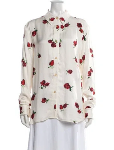 Pre-owned Khaite Floral Print Long Sleeve Blouse In Neutral