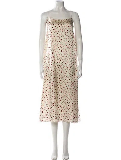 Pre-owned Khaite Floral Print Midi Length Dress In Neutral