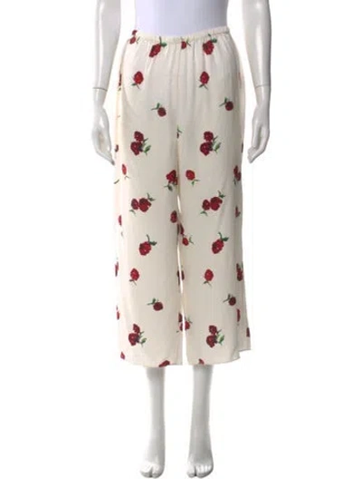 Pre-owned Khaite Floral Print Wide Leg Pants In Neutral