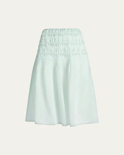 Khaite Florence Twist Pleated Silk-blend Midi Skirt In Ice Green