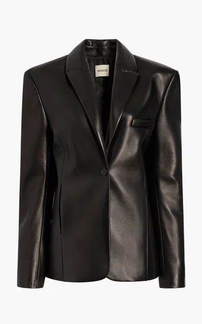 Khaite Ford Plonge Leather Jacket In Black