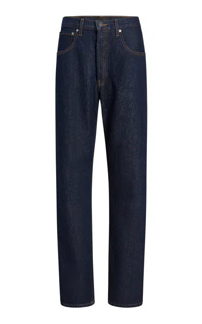 Khaite Fortuna Mid-rise Denim Straight-leg Jeans In Blue