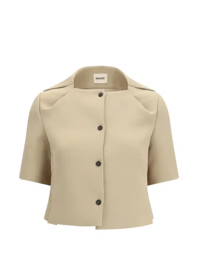 Khaite Franc Button Short Sleeve Jacket In Neutral
