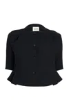 Khaite Franc Crepe Peplum Jacket In Black