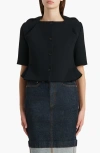 Khaite Franc Folded-neckline Button-fastening Jacket In Black