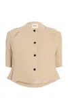 Khaite Franc Crepe Peplum Jacket In Brown