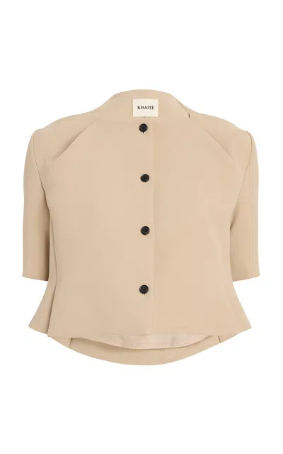 Khaite Franc Crepe Peplum Jacket In Brown