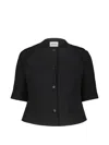 Khaite Franc Folded-neckline Peplum Jacket In Black