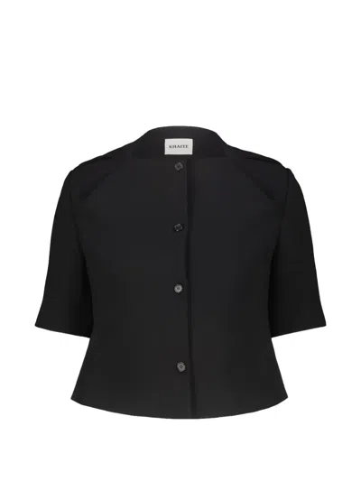 Khaite Franc Folded-neckline Peplum Jacket In Black