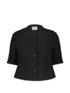 Khaite Franc Folded-neckline Button-fastening Jacket In Black