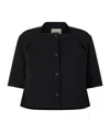 Khaite Franc Folded-neckline Button-fastening Jacket In Black