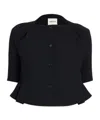 Khaite Franc Folded-neckline Button-fastening Jacket In Blue