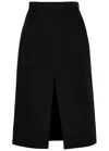 Khaite Wool And Viscose Midi Skirt In Black
