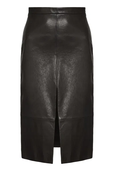 Khaite Fraser Leather Skirt In Black
