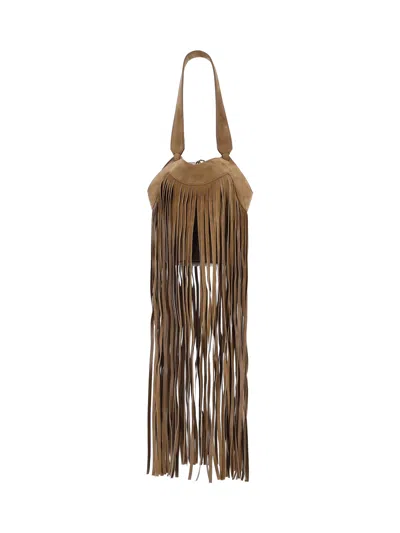 Khaite Fringe Tote Bag 'lotus' In Brown Calf Suede
