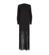 Khaite Paley Long-sleeve Fringe Backless Maxi Dress In Black