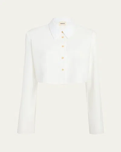 Khaite Fritz Cropped Cotton Top In White