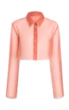 Khaite Fritz Cropped Silk Organza Shirt In Orange
