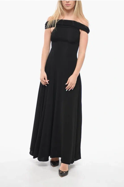 Khaite Front Draping Sleeveless Maxi Dress In Black
