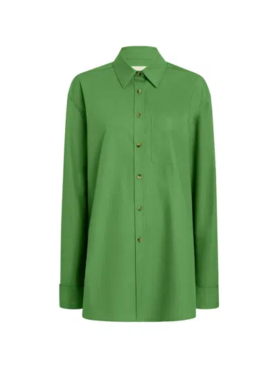 Khaite Front Pocket Long-sleeve Shirt In Green
