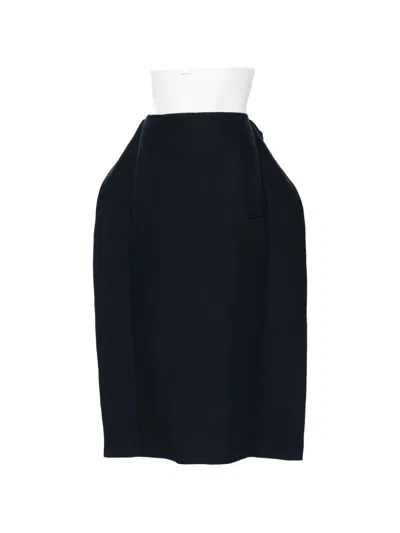 Khaite Front-pocket Midi Skirt In Blue