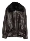 Khaite Fur-collar Leather Jacket In Brown