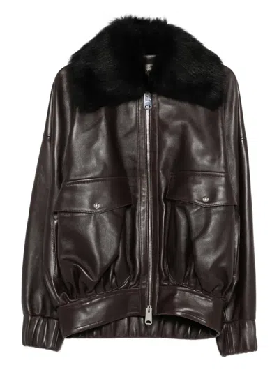 KHAITE FUR-COLLAR LEATHER JACKET
