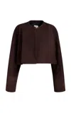 Khaite Garothy Cropped Suede Jacket In Brown