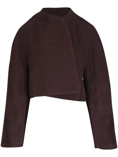Khaite Garothy Suede Jacket In Brown