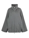 Khaite Garret High-neck Zip-front Jacket In Gray