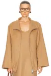 Khaite Wide-sleeve Zip-front Jacket In Brown