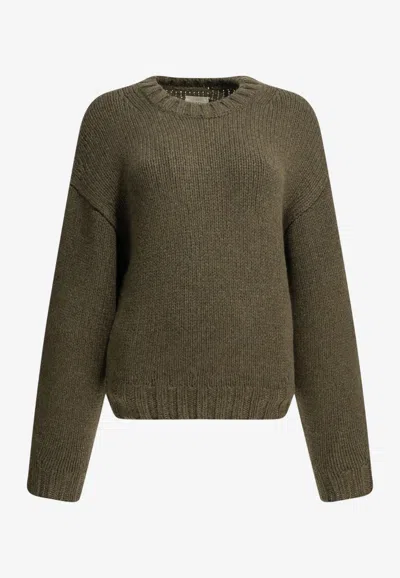 Khaite Gemma Knitted Cashmere Sweater In Green