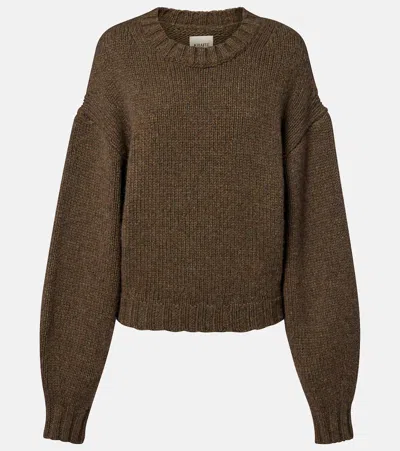Khaite Green Gemma Ribbed Crewneck Cashmere Sweater In Brown