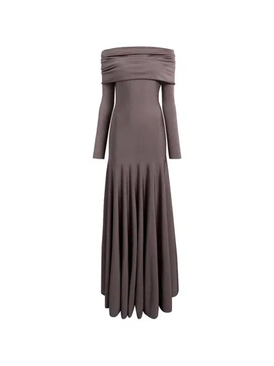 Khaite Genesis Dress In Titanium In Brown