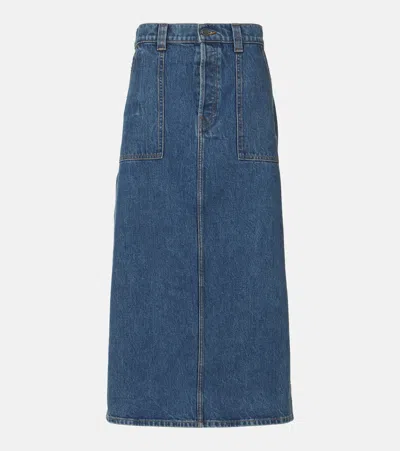 Khaite Blue Genevieve Denim Midi Skirt