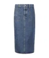 Khaite Blue Denim Genevieve Midi Skirt In Blue