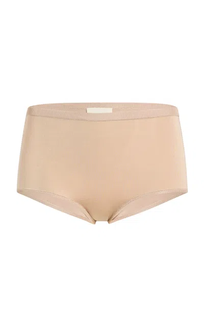Khaite Geri Mid-rise Mini Shorts In Brown