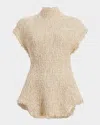 Khaite Gilles Short-sleeve Woven Peplum Top In Neutrals