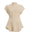 Khaite Gilles Short-sleeve Woven Peplum Top In Flaxen