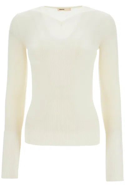 KHAITE GLAZE COLOR WOOL TOP WITH V-NECK