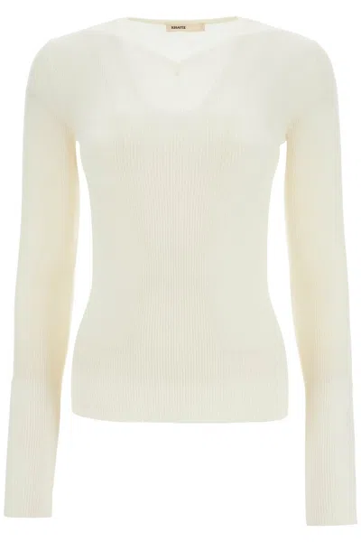 Khaite Tania Ribbed-knit Wool-blend Top In Neutral