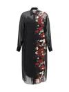 Khaite Gloria Long Sleeve Silk Chiffon Shirtdress In Black