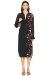 Khaite Gloria Long Sleeve Silk Chiffon Shirtdress In Black