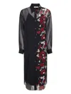 Khaite Gloria Long Sleeve Silk Chiffon Shirtdress In Black