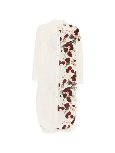 Khaite Gloria Floral Cotton-silk Organza Midi Dress In Neutral